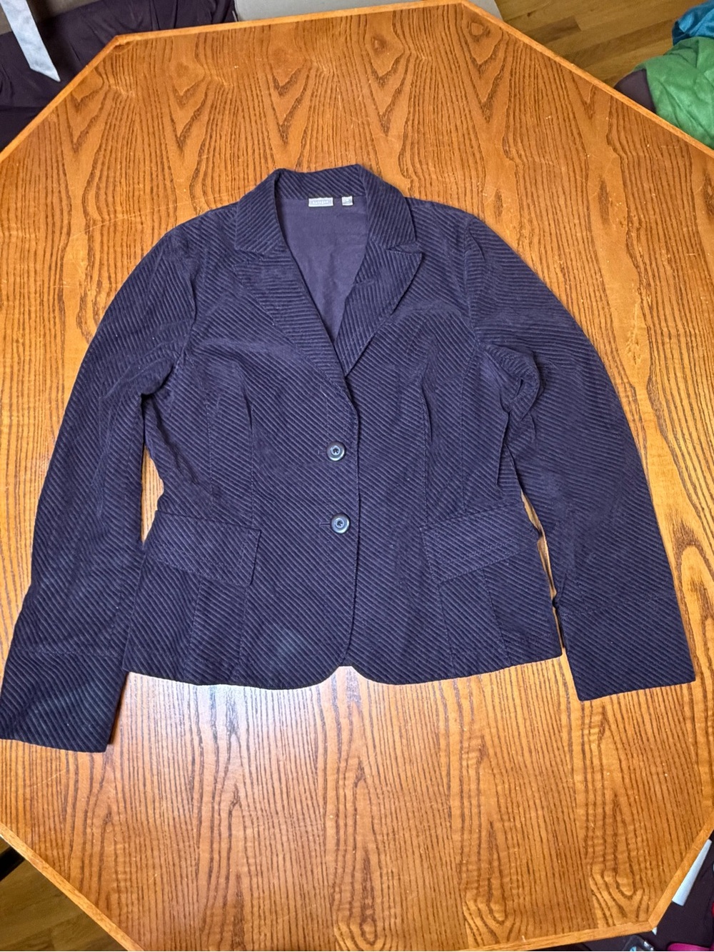 Halogen Women’s Blazer XL Dark Plum Textured Corduroy Two Button Career Jacket